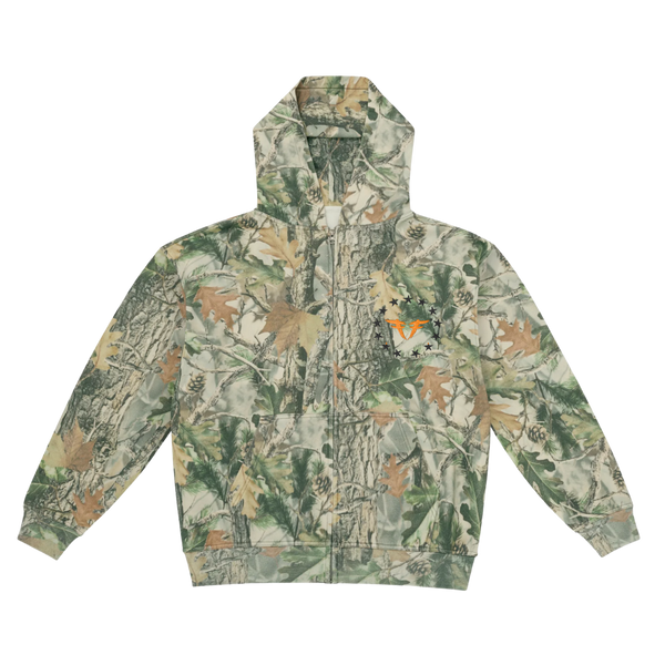Fine By Mi Forest Camo Zip Hoodie