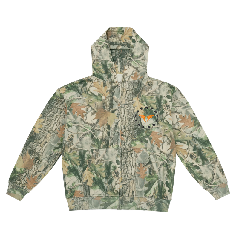 Fine By Mi Forest Camo Zip Hoodie