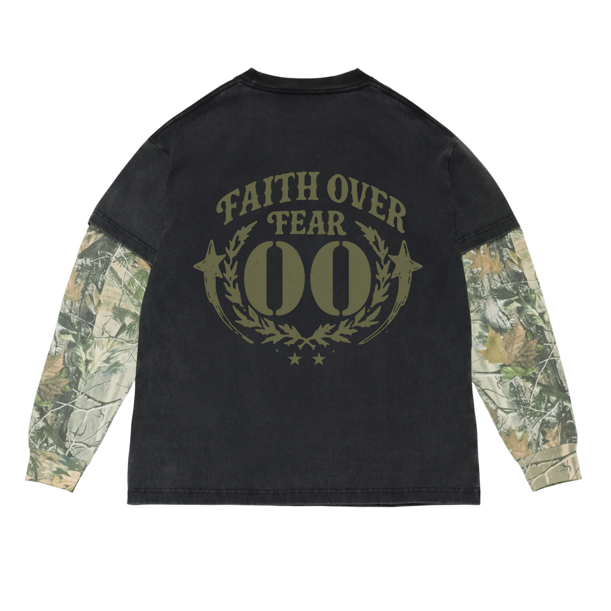 Faith Over Fear Vintage WashCamo Longsleeve