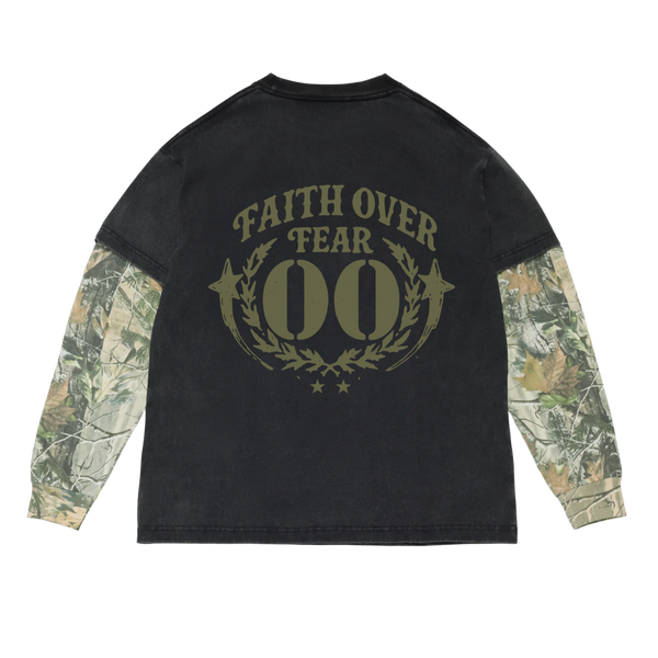 Faith Over Fear Vintage WashCamo Longsleeve